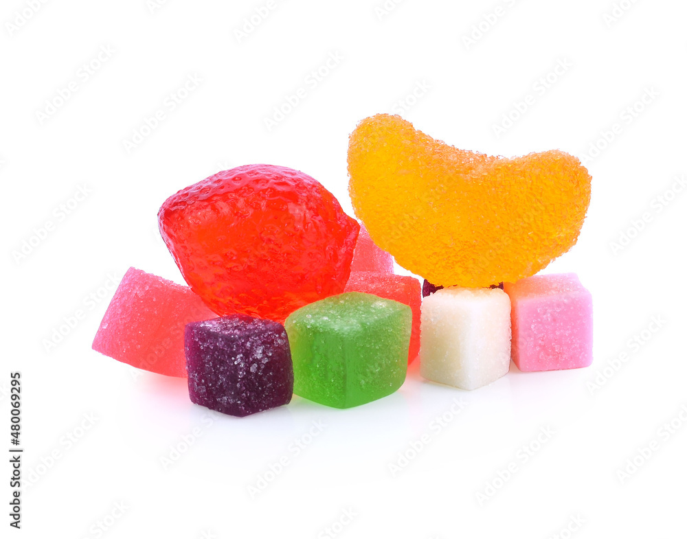 Candied fruits isolated on white background. With clipping path. Candied fruits isolated on white background. With clipping path.