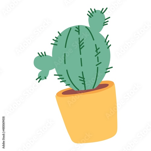 Cactus pot falling down with different things. Cactus pot fly, isolated Cactus pot fall, vector concept