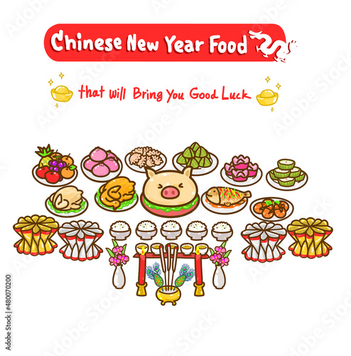 Chinese New Year Food Vector.