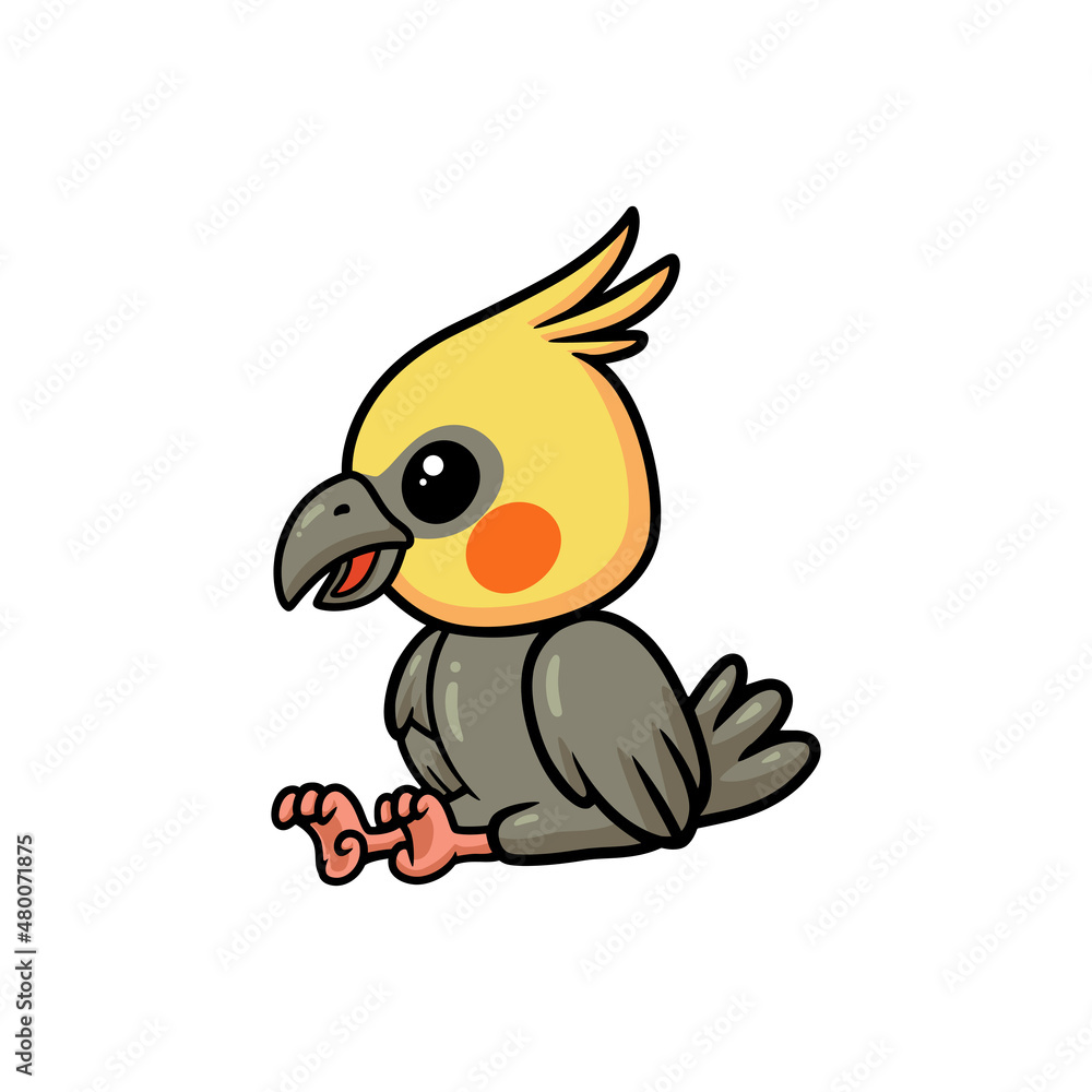 Cute little cockatoo cartoon sitting Cute little cockatoo cartoon sitting