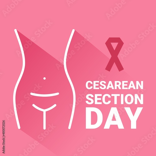 vector illustration, belly of woman with cesarean section wound, as banner or poster, Cesarean section Day.