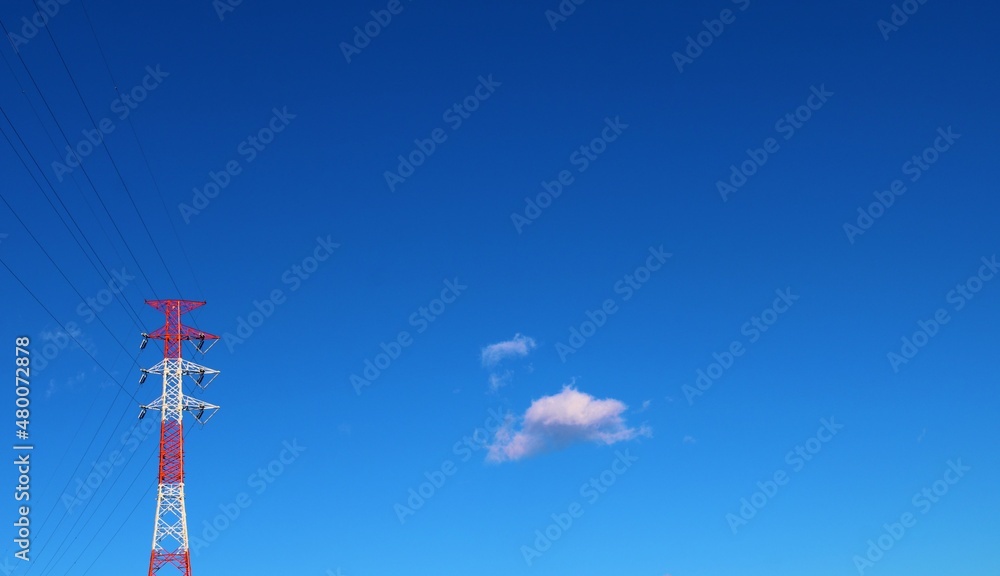 Obraz premium いなか 鉄塔 空 風景