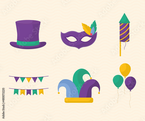 six mardi gras items