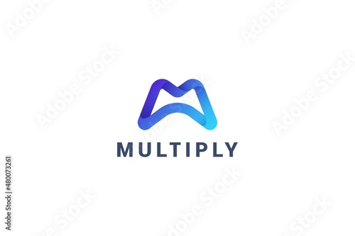 Letter M creative technological logo