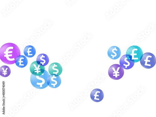 Euro dollar pound yen circle signs flying currency vector background. Finance concept. Currency © SunwArt