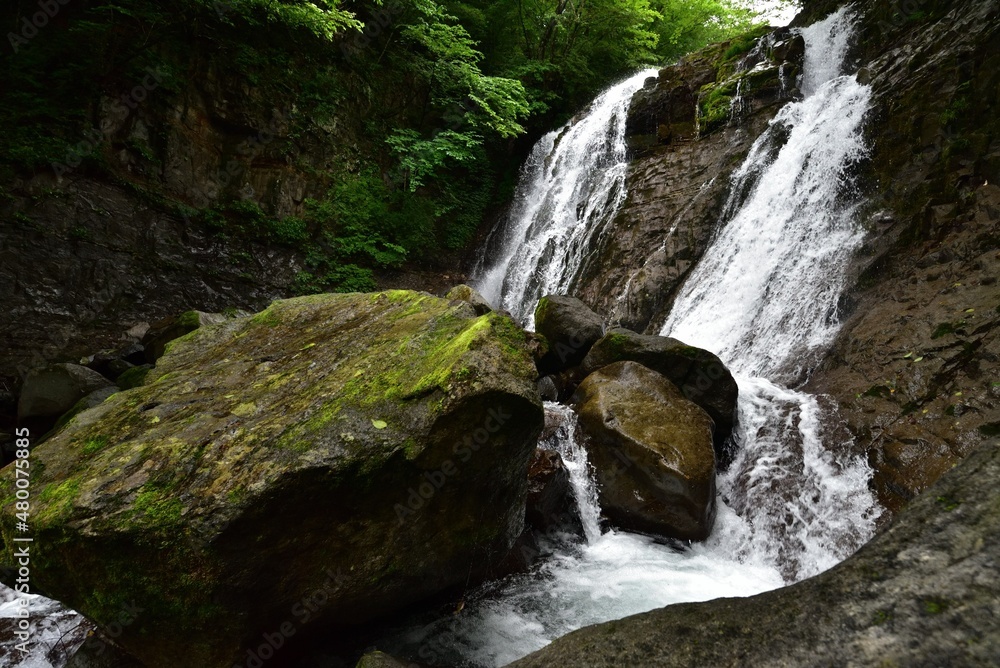 trekking around waterfall in summer trekking around waterfall in summer