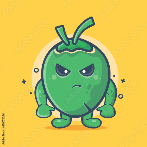 mad coconut character mascot isolated cartoon in flat style design