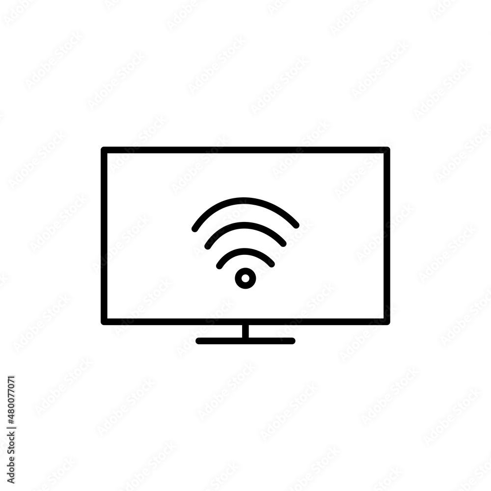 Smart tv icon. Wi Fi sign. Network symbol. Modern device. Technology background. Vector illustration. Stock image. Smart tv icon. Wi Fi sign. Network symbol. Modern device. Technology background. Vector illustration. Stock image.