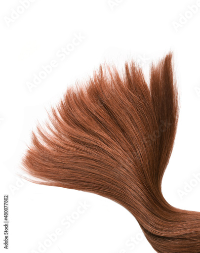 Brown hair natural , isolated on white background , beauty