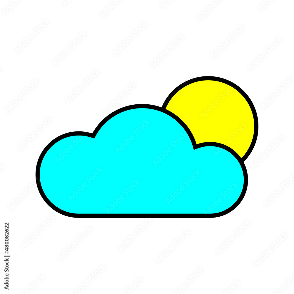 Cloud with sun icon. Forecast weather. Nature concept. Colored sign. Simple design. Vector illustration. Stock image. Cloud with sun icon. Forecast weather. Nature concept. Colored sign. Simple design. Vector illustration. Stock image.