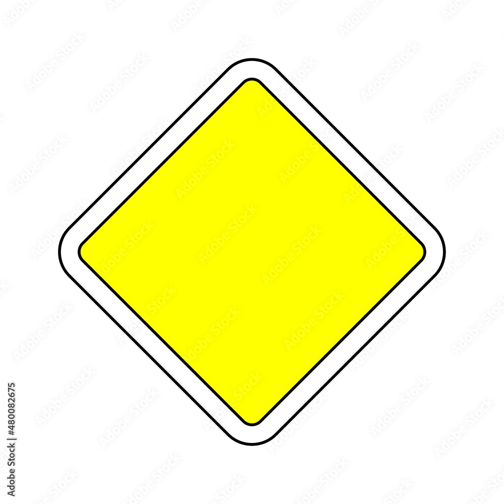Priority road. Yellow rhomb shaped. Regulatory sign. Navigation icon. Road traffic. Vector illustration. Stock image. Priority road. Yellow rhomb shaped. Regulatory sign. Navigation icon. Road traffic. Vector illustration. Stock image.