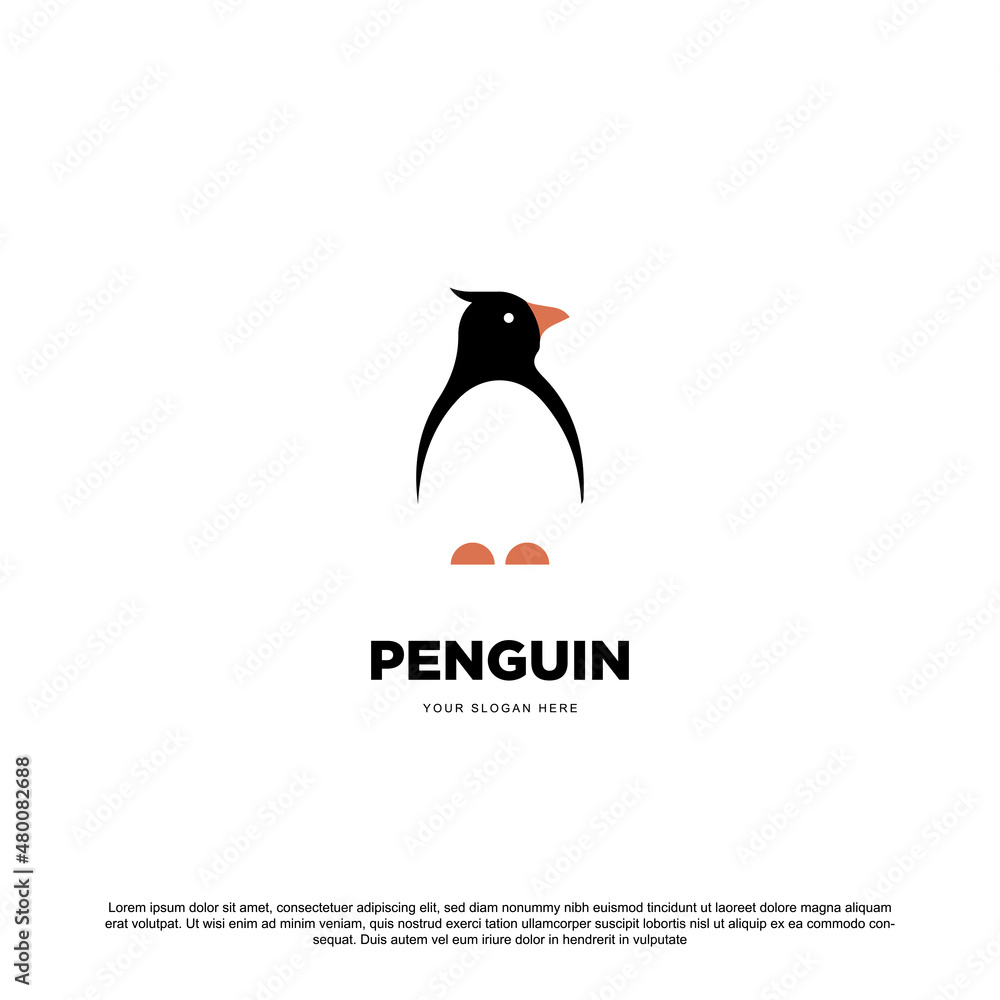 Obraz premium Simple minimal penguin logo design vector.