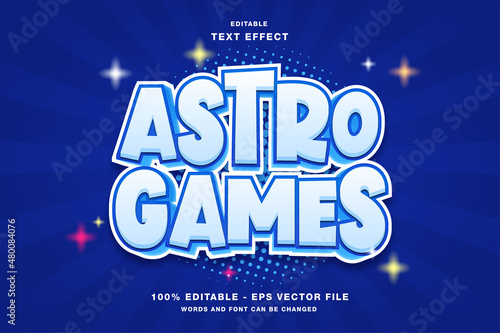 Astro Games title cartoon editable text effect