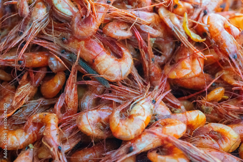 Top view of prawns, a very popular sea food amongst Indians Top view of prawns, a very popular sea food amongst Indians