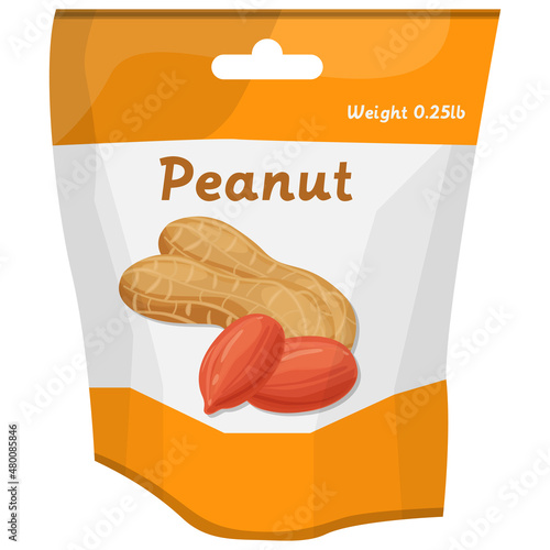 Package bag of peanuts snack food concept illustration vector