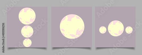 Grey full moon illustration on white background

