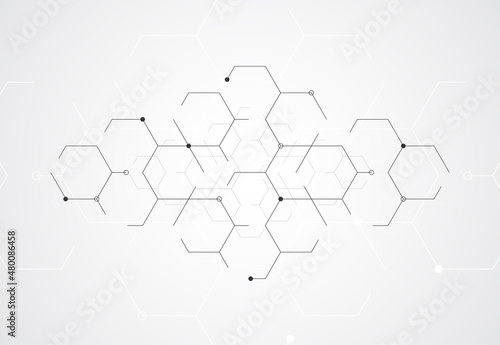Abstract digital background with technology lines connect on white background. Communication and engineering concept. Vector illustration