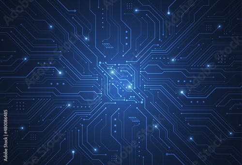 Abstract digital background with technology circuit board texture. Electronic motherboard illustration. Communication and engineering concept. Vector illustration
