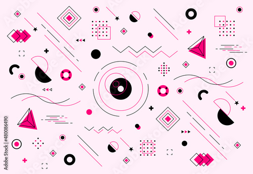Minimal graphic design cover template with geometric shapes and lines. Colorful geometric background. Vector illustration