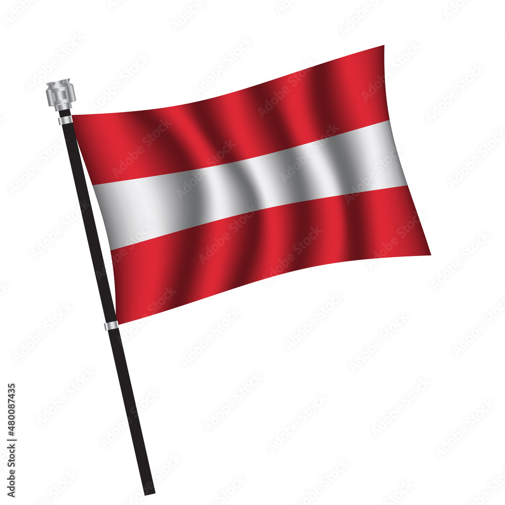 Austria flag , flag of Austria waving on flag pole, vector illustration EPS 10. Austria flag , flag of Austria waving on flag pole, vector illustration EPS 10.