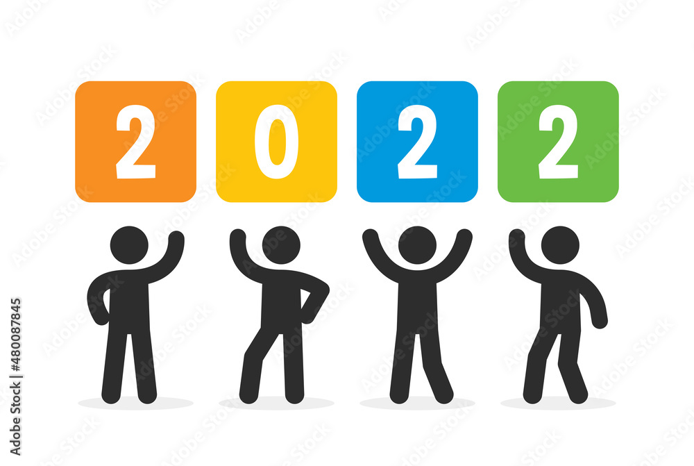 2022 colorful sign. Person holding 2022 sign vector illustration.
