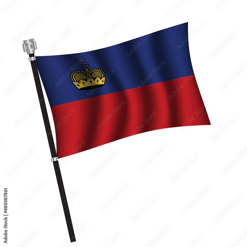 Liechtenstein flag , flag of Liechtenstein waving on flag pole, vector illustration EPS 10. Liechtenstein flag , flag of Liechtenstein waving on flag pole, vector illustration EPS 10.