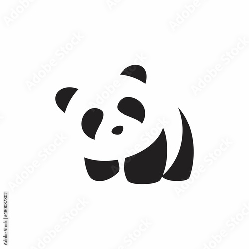 cute black panda logo design