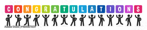 Congratulations banner. People holding sign with text Congratulation vector illustration.
