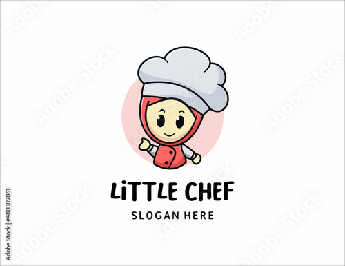Cute little chef women logo template