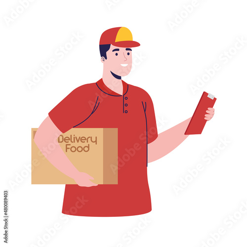 man courier of delivery food