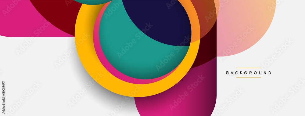 Obraz premium Creative geometric wallpaper. Minimal abstract background. Circles composition vector illustration for wallpaper banner background or landing page