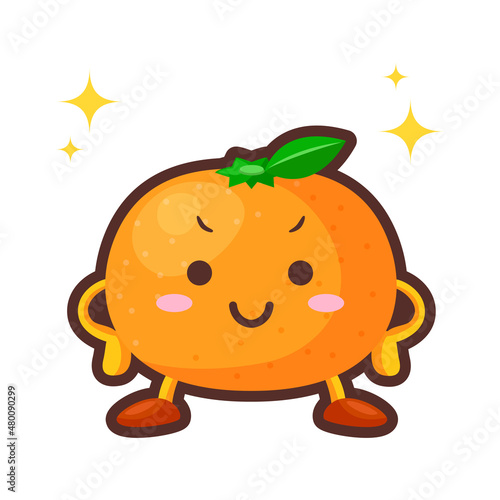 得意気なかわいいみかんのキャラクターのイラスト