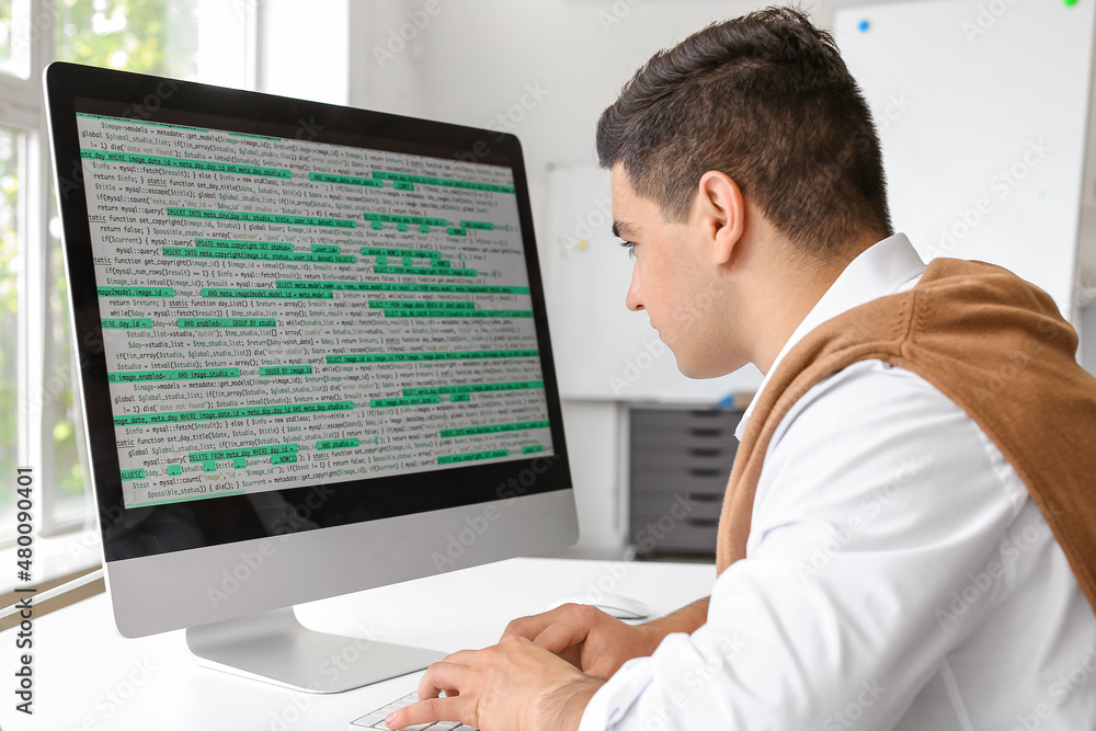 Male programmer working in office Male programmer working in office