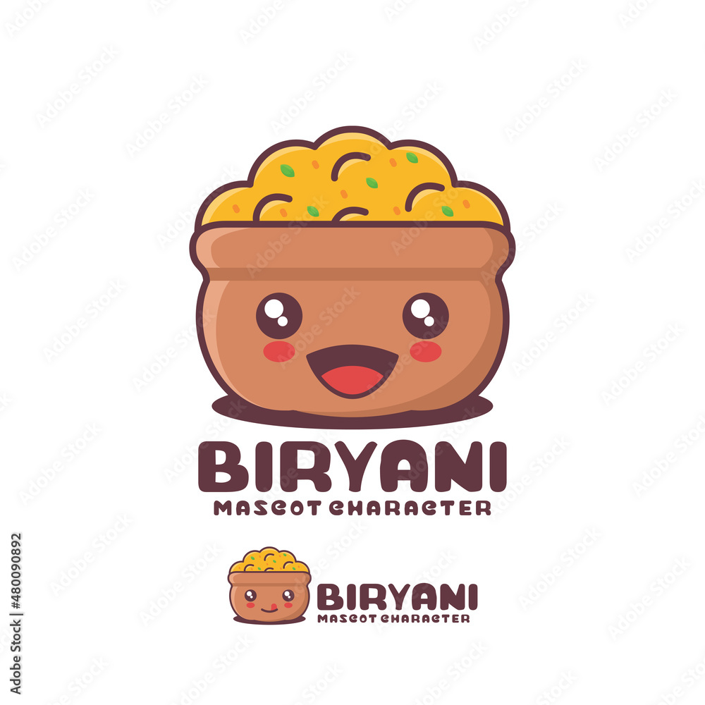 Vetor de vector biryani cartoon mascot, traditional indian food  illustration do Stock | Adobe Stock