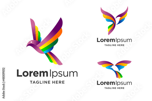 flying bird logo with multiple concept