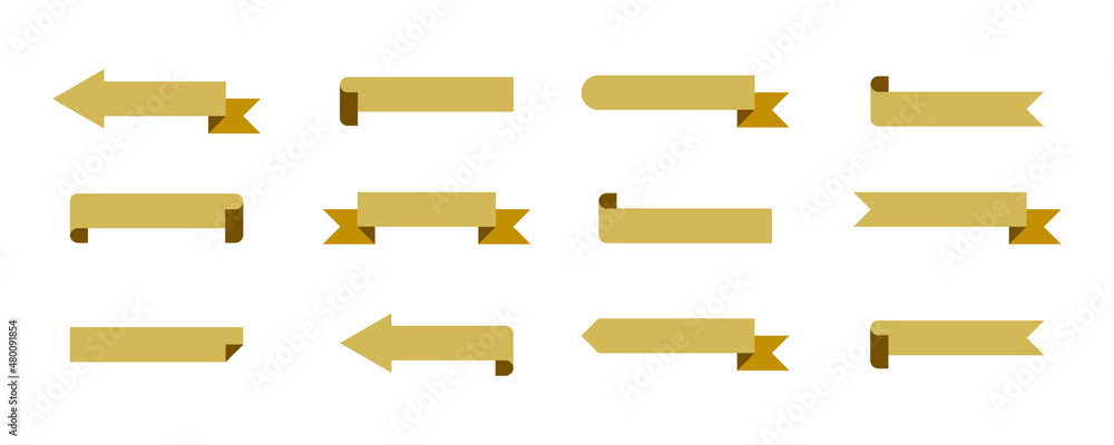 ribbon illustrations in golden color. set of empty element decoration for text copy space. elegant vector collection for highlight, title, badge, sale decoration, etc. ribbon illustrations in golden color. set of empty element decoration for text copy space. elegant vector collection for highlight, title, badge, sale decoration, etc.