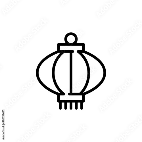 Chinese traditional lantern with a tassel. Pixel perfect, editable stroke icon
