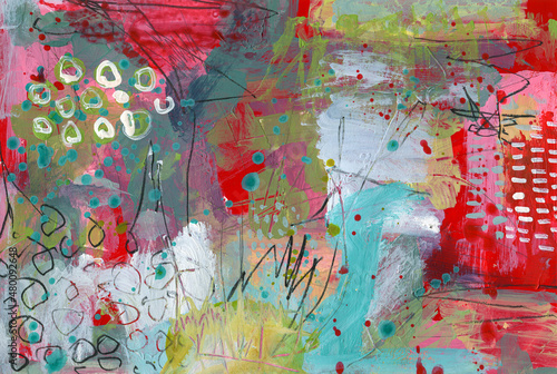 Tableau sur toile Detail of modern abstract mixed media art