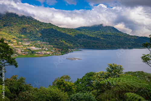 A panoramic view on Buyan lake from the Buyan lake viewpoint on Bali island in Indonesia © Aliaksandr