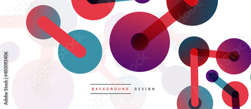 Abstract background. Round dots connected by lines. Trendy techno business template for wallpaper, banner, background or landing