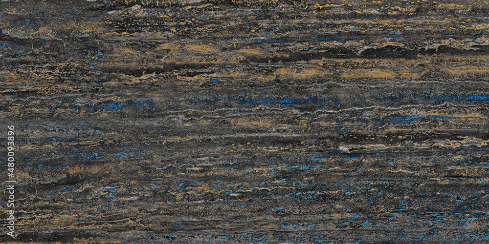 Naklejka premium Black travertine marble texture on a white background. 