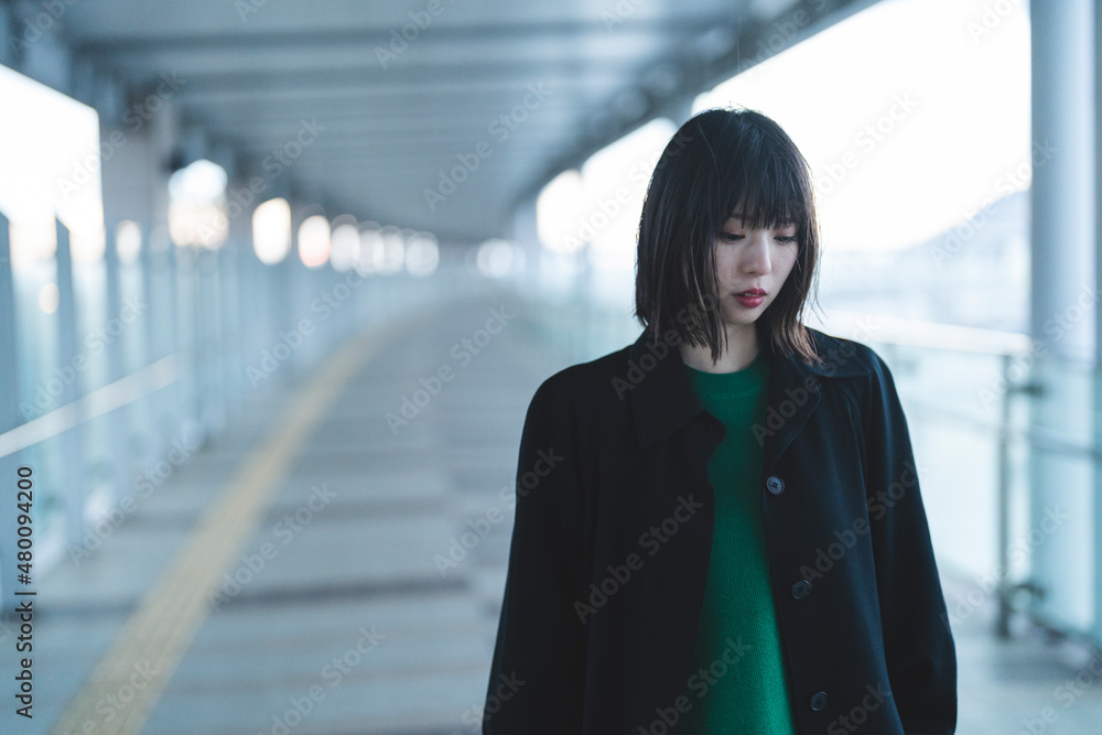 冬の街を歩く女性 冬の街を歩く女性