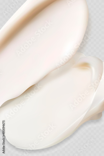 Cream texture stroke isolated on transparent background. Facial creme, foam, gel or body lotion skincare icon. Vector face cream cosmetic product smear swatch.