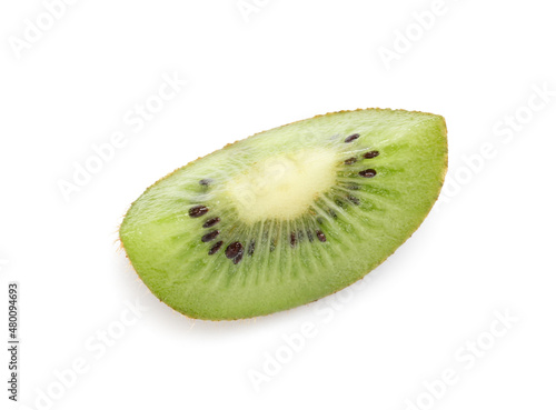 Piece of fresh kiwi isolated on white background