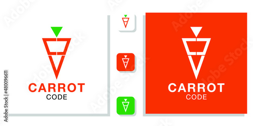 carrot code coding technology triangle orange green abstract growth nature fresh with app template 