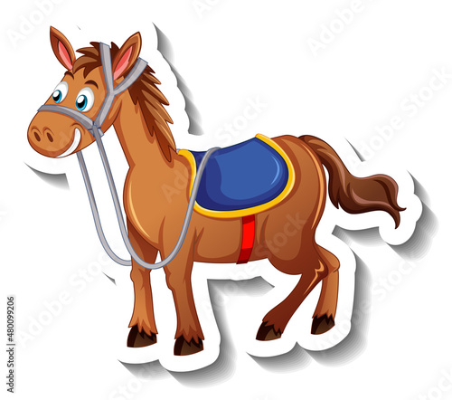 Horse with saddle cartoon character