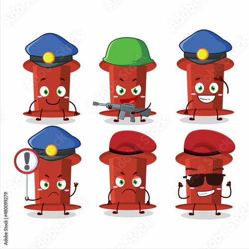 A dedicated Police officer of red push pin mascot design style