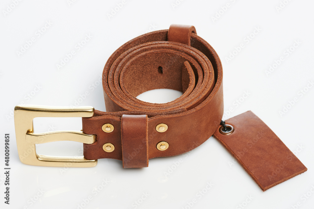 Obraz premium New beige color leather belt