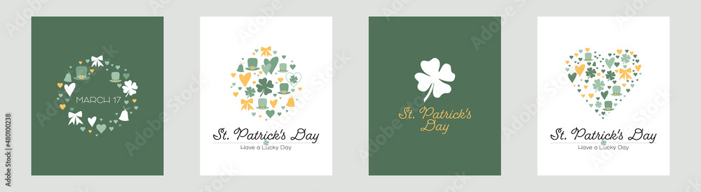 St. Patrick's Day card set. - obrazy, fototapety, plakaty 