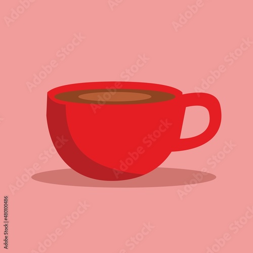 red cup of coffee drink vector design